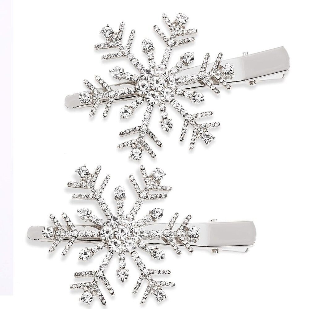 Christmas Hair Clips Winter Holiday Jewlry Big Crystal Hairpin Barrette Wedding